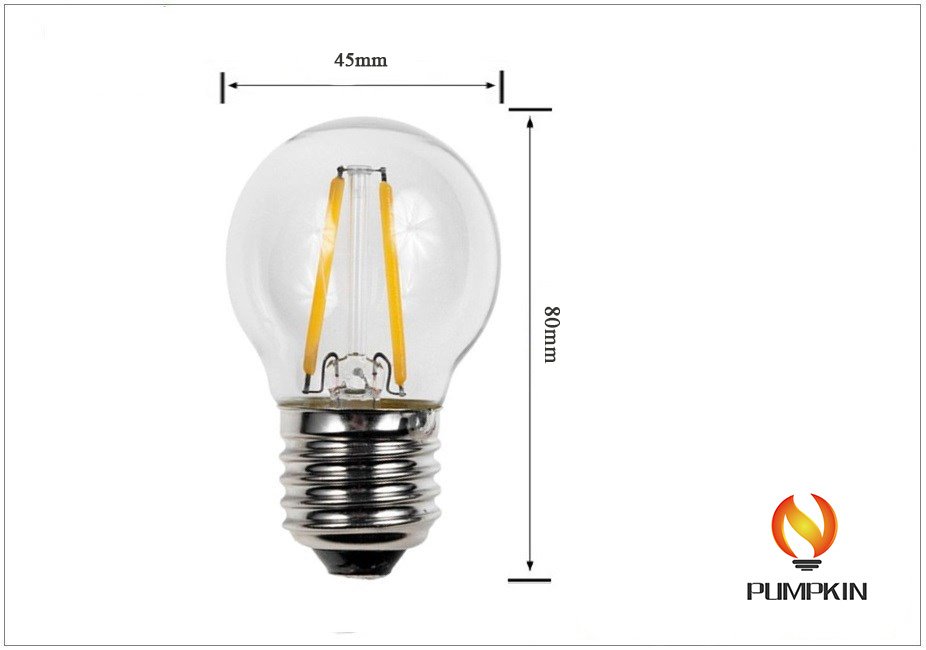 G45 4W Clear Amber Vintage Light LED Filament Bulb
